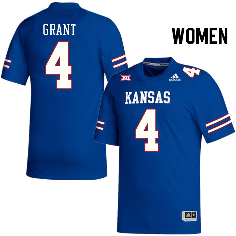 Women #4 Marvin Grant Kansas Jayhawks College Football Jerseys Stitched Sale-Royal
